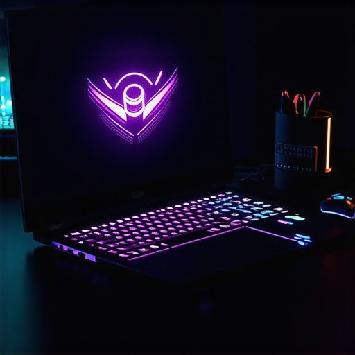 Close-up of a gaming laptop showing cooling vents and RGB lighting