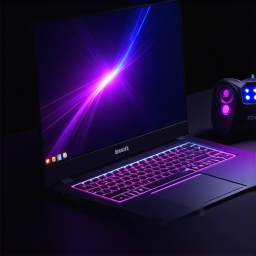 Gaming laptop with cooling vents, RGB lighting, and high refresh rate display
