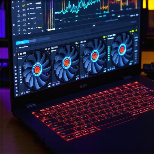 Screenshot of MSI Afterburner and HWMonitor displaying real-time temperature stats and custom fan curves