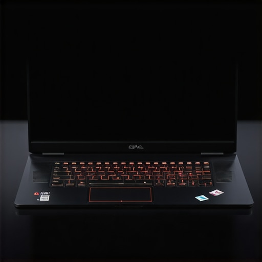 A gaming laptop featuring advanced cooling vents and RGB lighting in a gaming setup