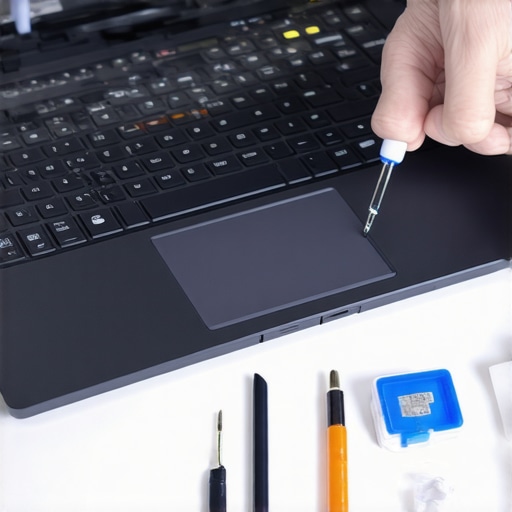 Person cleaning and maintaining a gaming laptop to optimize cooling and performance.