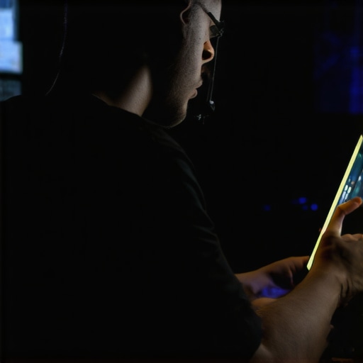 Gamer using a gaming laptop with visible cooling vents and high refresh rate display.