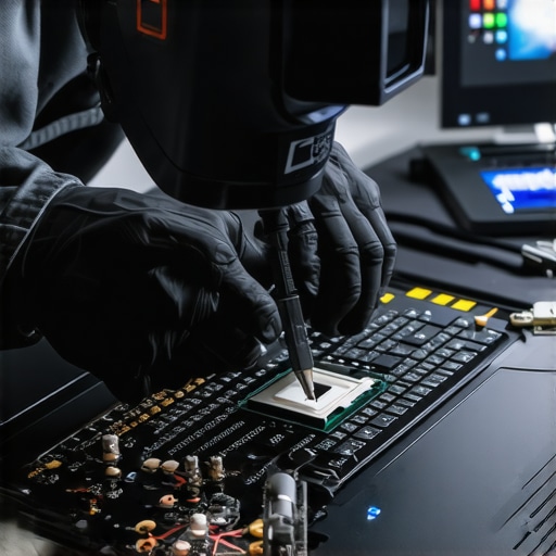 Close-up of thermal paste application on a gaming laptop's CPU for improved cooling