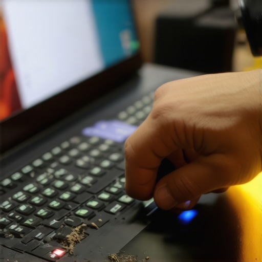 Gamer cleaning laptop vents with compressed air to improve cooling performance for high FPS gaming.