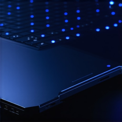 Gaming laptop with cooling vents and external cooling pad in use.