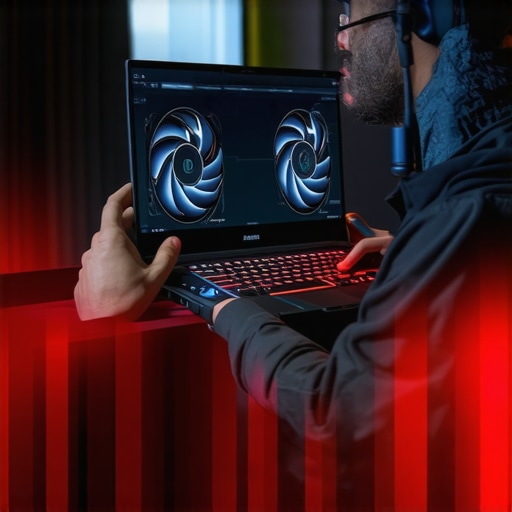 Person customizing fan settings on a gaming laptop showing thermal management software