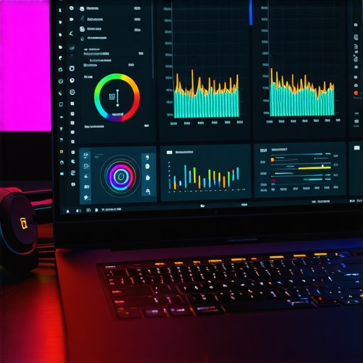 Gaming laptop screen displaying thermal and FPS monitoring software.