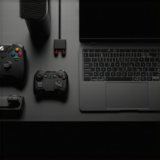 Gaming laptop with thermal monitoring software and cleaning tools on the desk