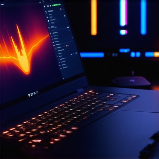 A gamer monitoring laptop temperatures and FPS using MSI Afterburner on a high-performance gaming laptop