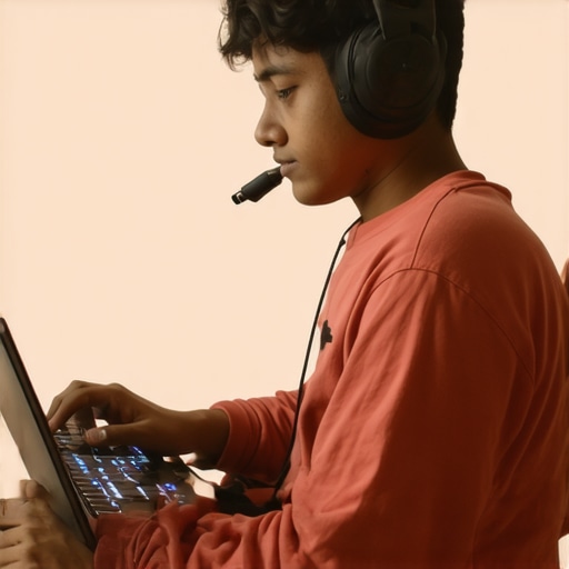 Gamer checking laptop temperature with infrared thermometer