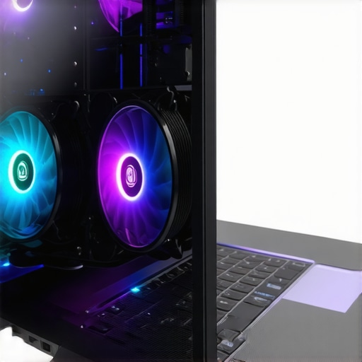 Close-up of gaming laptop cooling components with RGB lighting