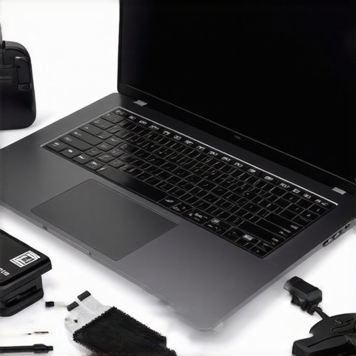 A gaming laptop being cleaned with thermal sensors and tools to improve cooling performance.