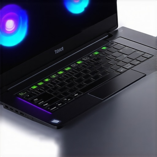 A gaming laptop with enhanced cooling systems during gameplay, highlighting thermal management tools.