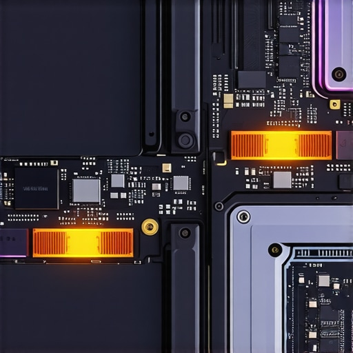 Detailed view of gaming laptop's cooling components with thermal pads and heatsinks