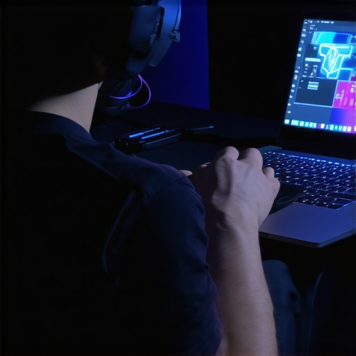 A gaming laptop with an external cooling pad and glowing fans improving airflow.