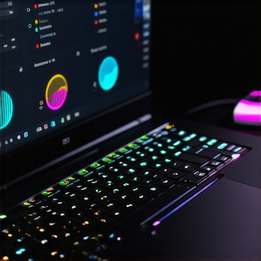 A gamer reviewing system performance metrics on a gaming laptop during a session